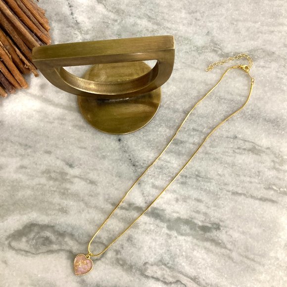 Sterling Silver Flecked Heart Pendant Gold Necklace - Picture 4 of 11